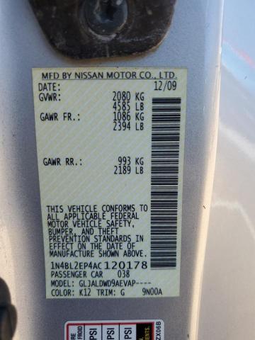 1N4BL2EP4AC120178 - 2010 NISSAN ALTIMA SR SILVER photo 12