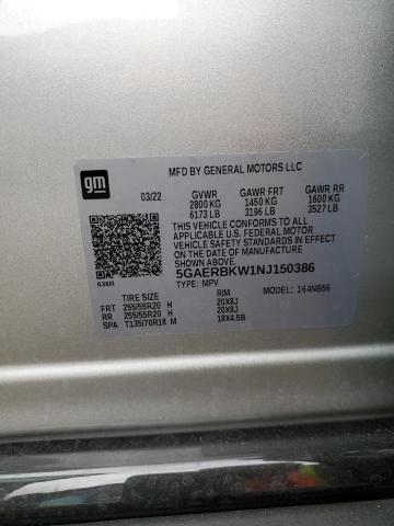 5GAERBKW1NJ150386 - 2022 BUICK ENCLAVE ESSENCE ვერცხლისფერი ფოტო 12