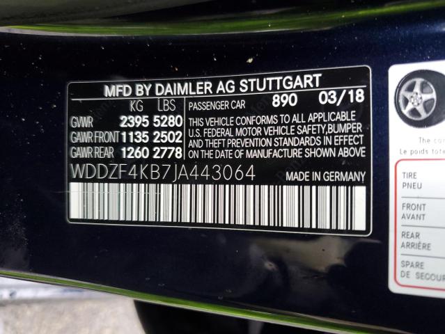 WDDZF4KB7JA443064 - 2018 MERCEDES-BENZ E 300 4MATIC BLUE photo 12