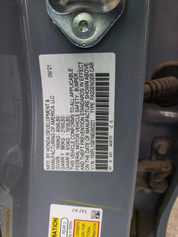 19XFL1G81NE000221 - 2022 HONDA CIVIC SPORT TOURING Сұр фото 12