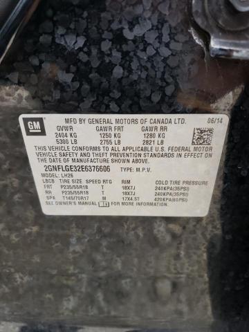 2GNFLGE32E6376606 - 2014 CHEVROLET EQUINOX LT BLACK photo 12