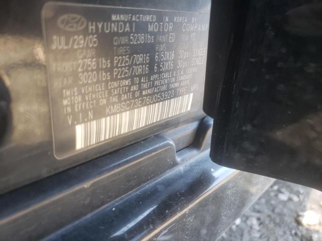 KM8SC73E76U053923 - 2006 HYUNDAI SANTA FE GLS BLACK photo 12