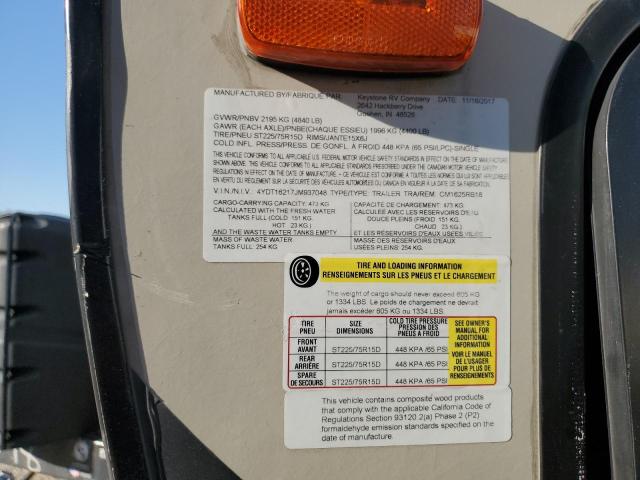 4YDT16217JM937048 - 2018 COLE LIGHT TWO TONE photo 10
