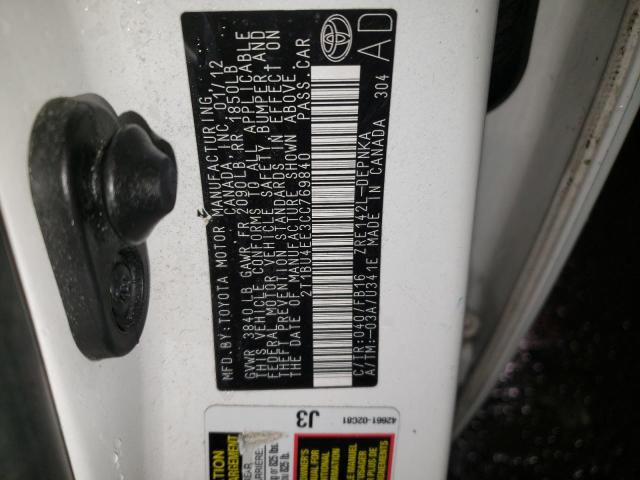 2T1BU4EE3CC769840 - 2012 TOYOTA COROLLA BASE WHITE photo 13
