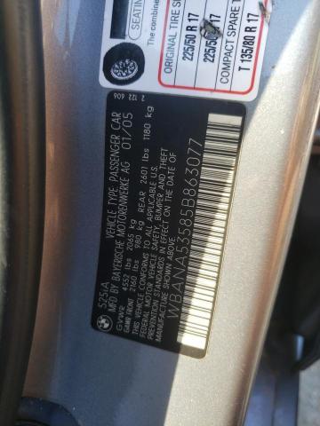 WBANA53585B863077 - 2005 BMW 3 SERIES I Сұр фото 12