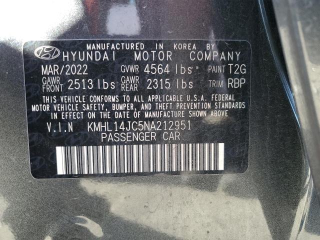 KMHL14JC5NA212951 - 2022 HYUNDAI SONATA N LINE CHARCOAL photo 13