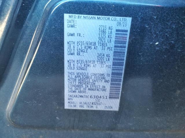 5N1AR2MN7EC630451 - 2014 NISSAN PATHFINDER S 蓝色 照片 13