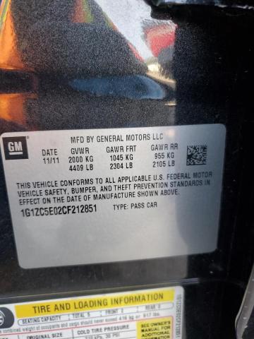 1G1ZC5E02CF212851 - 2012 CHEVROLET MALIBU 1LT BLACK photo 12