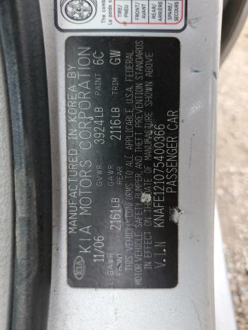 KNAFE121075400366 - 2007 KIA SPECTRA EX SILVER photo 12