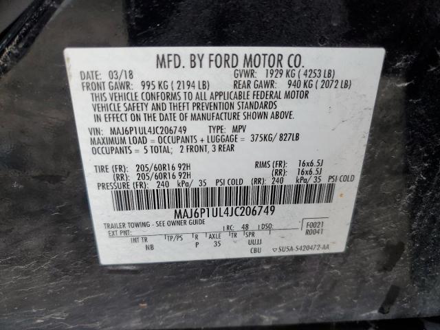 MAJ6P1UL4JC206749 - 2018 FORD ECOSPORT SE BLACK photo 13