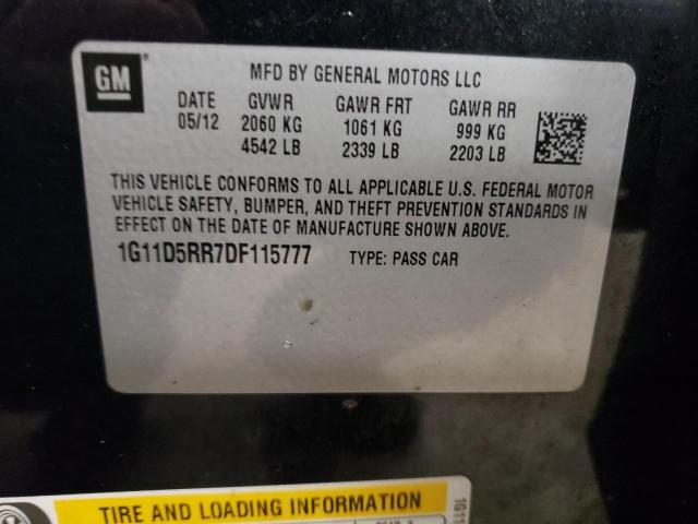 1G11D5RR7DF115777 - 2013 CHEVROLET MALIBU 1LT 黑色 照片 12