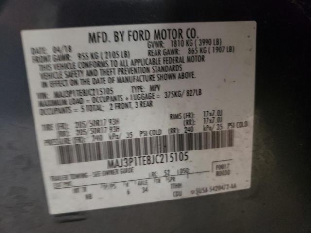 MAJ3P1TE8JC215105 - 2018 FORD ECOSPORT SE GRAY photo 13