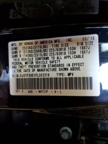 5J6TF2H51FL003319 - 2015 HONDA CROSSTOUR EXL შავი ფოტო 12