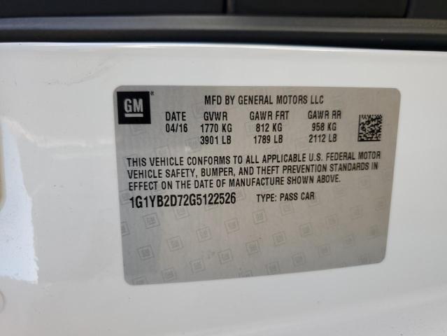 1G1YB2D72G5122526 - 2016 CHEVROLET CORVETTE STINGRAY 1LT WHITE photo 13