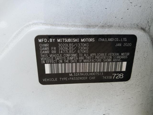 ML32A3HJ0LH007513 - 2020 MITSUBISHI MIRAGE ES WHITE photo 12