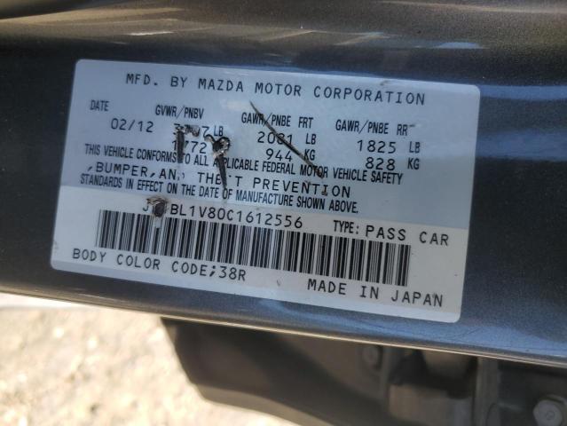 JM1BL1V80C1612556 - 2012 MAZDA 3 I GRAY photo 12