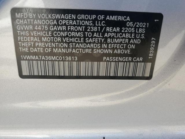 1VWMA7A36MC013613 - 2021 VOLKSWAGEN PASSAT R-LINE Gümüş foto 13