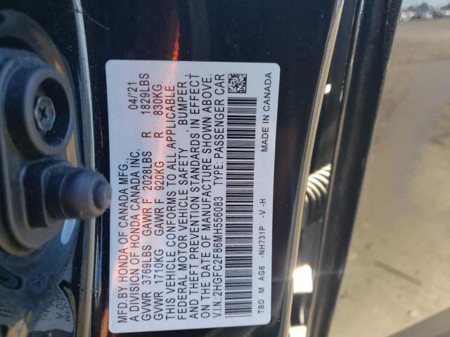 2HGFC2F86MH556083 - 2021 HONDA CIVIC SPORT 黑色 照片 12