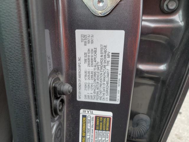 5J6RW2H85LL044617 - 2020 HONDA CR-V EXL GRAY photo 12