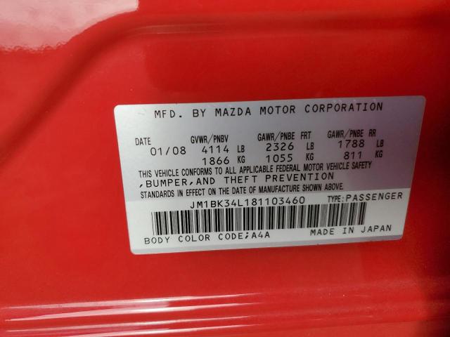 JM1BK34L181103460 - 2008 MAZDA SPEED 3 წითელი ფოტო 13