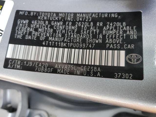 4T1T11BK1PU099747 - 2023 TOYOTA CAMRY SE NIGHT SHADE SILVER photo 13