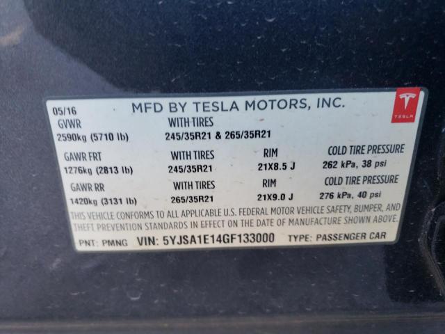 5YJSA1E14GF133000 - 2016 TESLA MODEL S ნაცრისფერი ფოტო 13