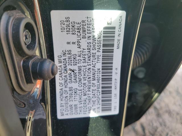 2HGFC2F80LH601324 - 2020 HONDA CIVIC SPORT 黑色 照片 12