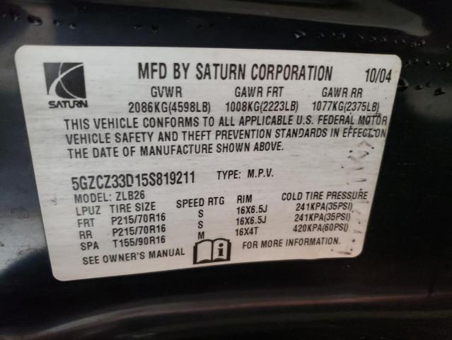 5GZCZ33D15S819211 - 2005 SATURN VUE SILVER photo 12