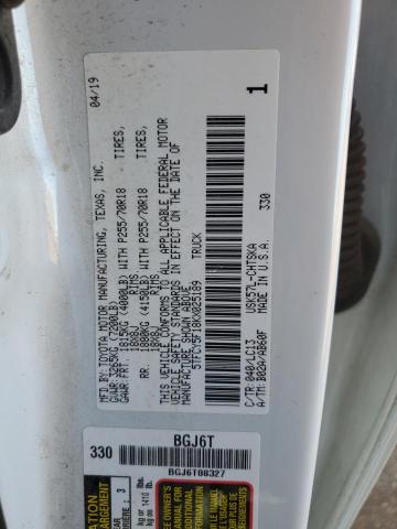 5TFCY5F18KX025189 - 2019 TOYOTA TUNDRA DOUBLE CAB SR/SR5 WHITE photo 13