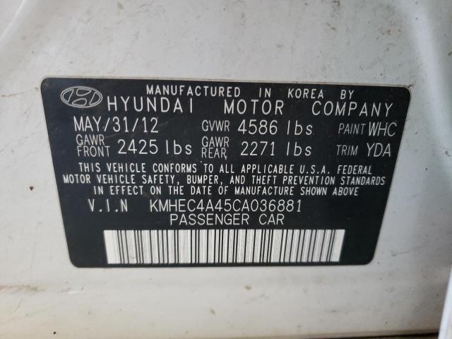 KMHEC4A45CA036881 - 2012 HYUNDAI SONATA HYBRID WHITE photo 12