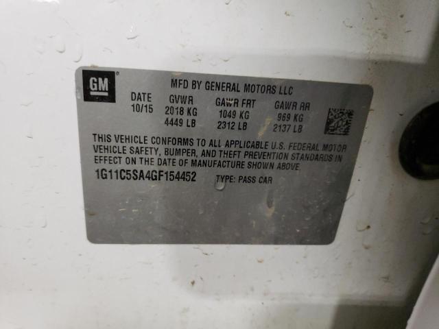 1G11C5SA4GF154452 - 2016 CHEVROLET MALIBU LIM LT 白色 照片 12