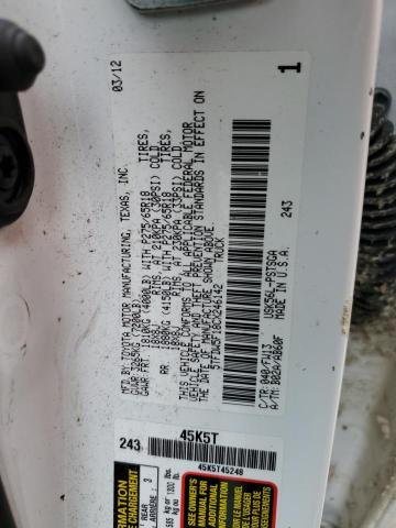 5TFDW5F18CX246142 - 2012 TOYOTA TUNDRA CREWMAX SR5 WHITE photo 13