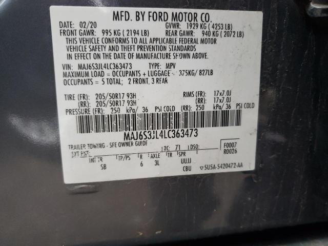 MAJ6S3JL4LC363473 - 2020 FORD ECOSPORT SES GRAY photo 14