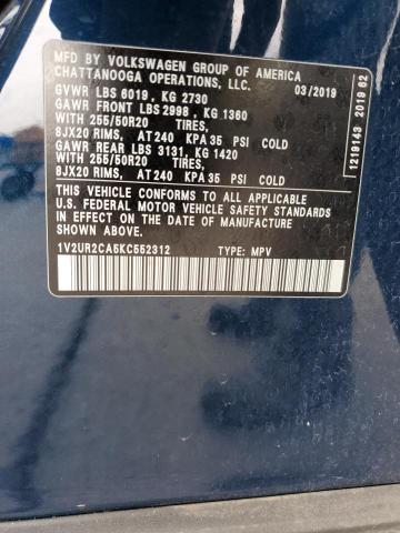 1V2UR2CA5KC552312 - 2019 VOLKSWAGEN ATLAS SE BLUE photo 13