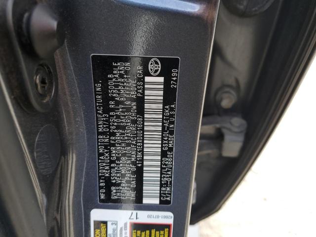 4T1BK1EBXDU016087 - 2013 TOYOTA AVALON BASE 灰色 照片 12