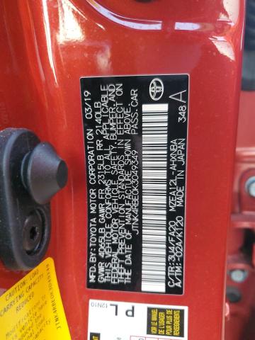 JTNK4RBE0K3049349 - 2019 TOYOTA COROLLA SE RED photo 13