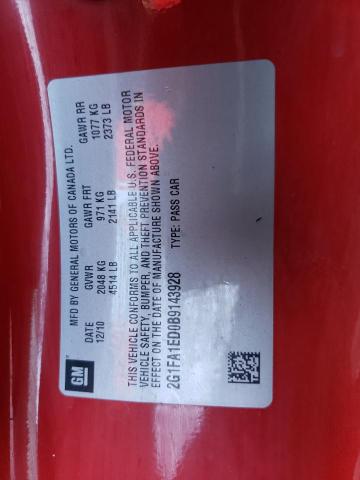 2G1FA1ED0B9143928 - 2011 CHEVROLET CAMARO LS RED photo 12