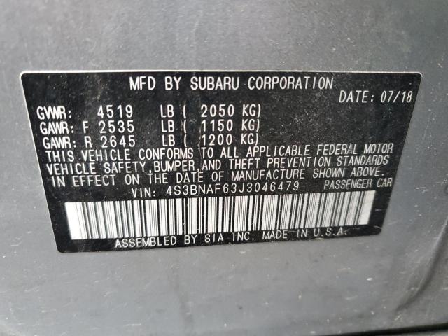 4S3BNAF63J3046479 - 2018 SUBARU LEGACY 2.5I PREMIUM SILVER photo 13