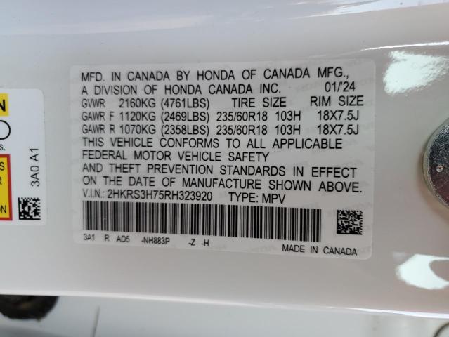 2HKRS3H75RH323920 - 2024 HONDA CR-V EXL WHITE photo 14