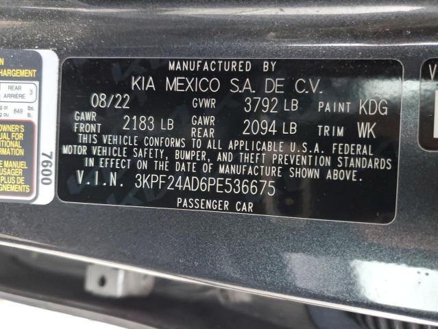 3KPF24AD6PE536675 - 2023 KIA FORTE LX GRAY photo 12