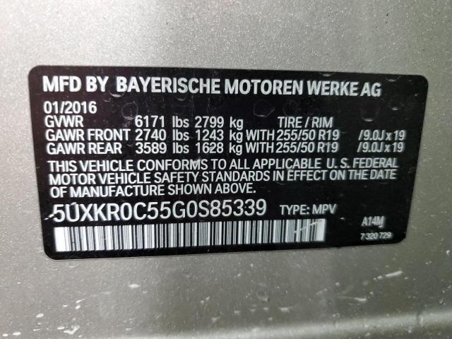 5UXKR0C55G0S85339 - 2016 BMW X5 XDRIVE35I SILVER photo 13