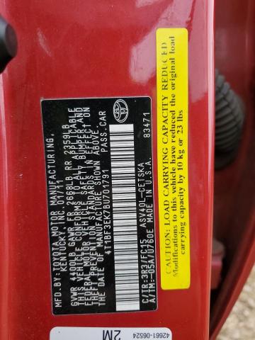 4T1BF3EK7BU701791 - 2011 TOYOTA CAMRY BASE RED photo 12