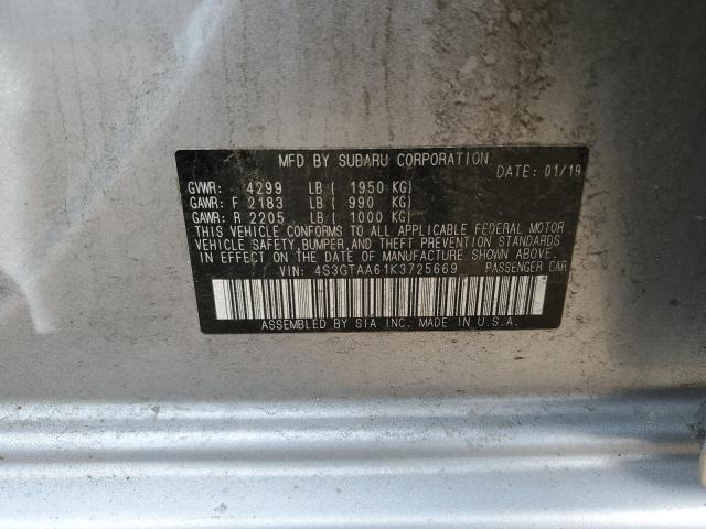 4S3GTAA61K3725669 - 2019 SUBARU IMPREZA SILVER photo 12