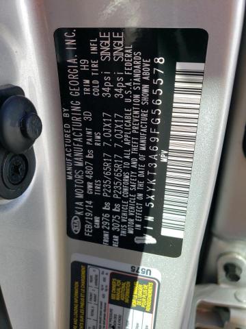 5XYKT3A69FG565578 - 2015 KIA SORENTO LX SILVER photo 13