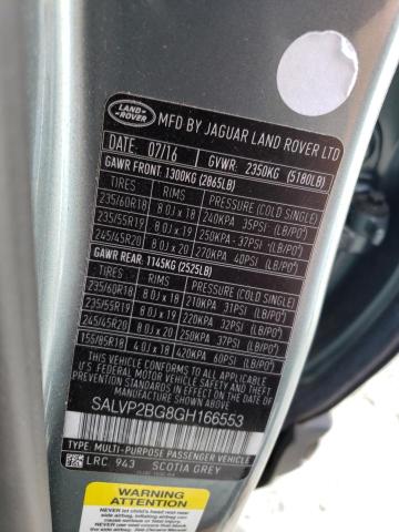 SALVP2BG8GH166553 - 2016 LAND ROVER RANGE ROVE SE TEAL photo 13