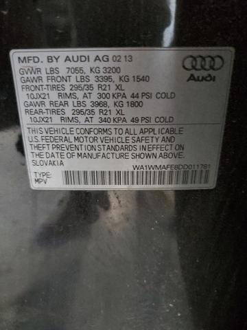 WA1WMAFE8DD011781 - 2013 AUDI Q7 PRESTIGE BLACK photo 13