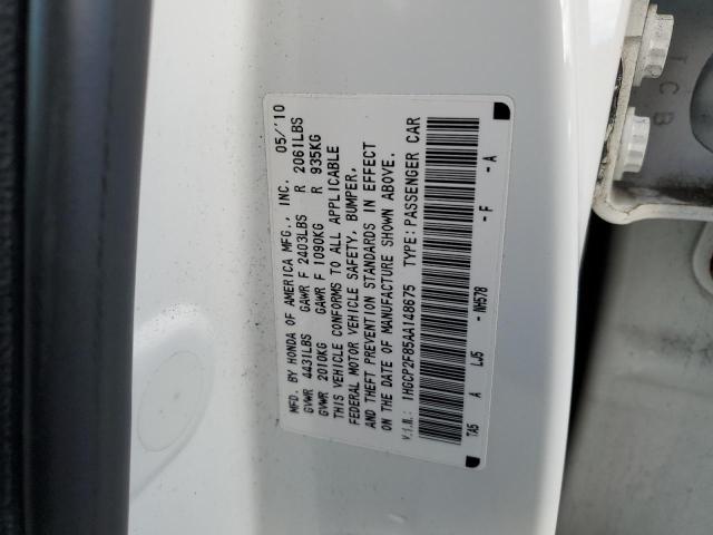 1HGCP2F85AA148675 - 2010 HONDA ACCORD EXL WHITE photo 12