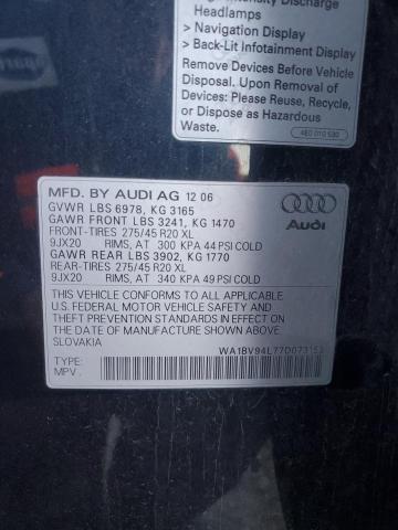 WA1BV94L77D073155 - 2007 AUDI Q7 4.2 QUATTRO PREMIUM BLUE photo 13