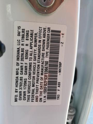 19XFB2F93FE066760 - 2015 HONDA CIVIC EXL 白色 照片 12