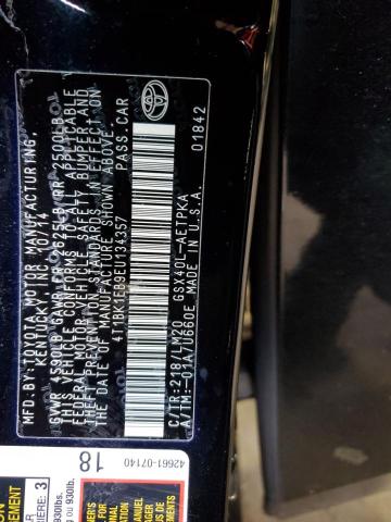 4T1BK1EB9EU134357 - 2014 TOYOTA AVALON BASE 黑色 照片 12